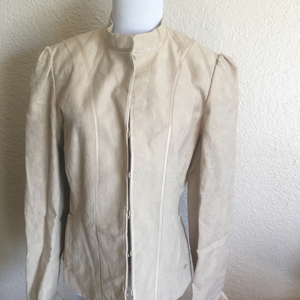 Tan Color Tudor Style Jacquard Jacket